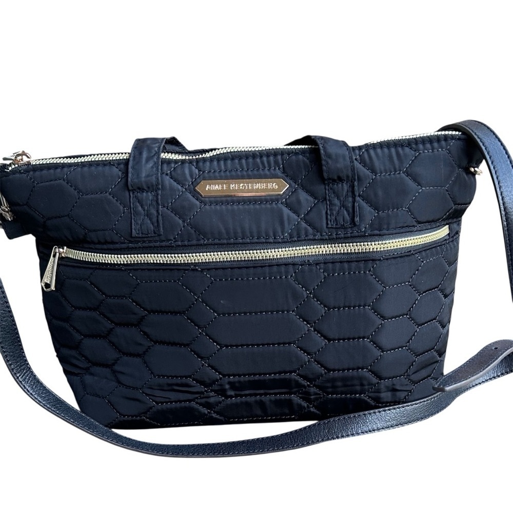 Aimee Kestenberg Quilted Nylon Crossbody Bag – Black with Gold Hardware